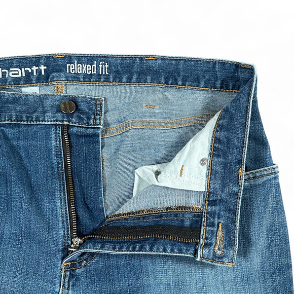 Carhartt Jeans Mens 36x33 Blue Rugged Flex Relaxed Straight Dark Wash 34x32 Tag - Picture 4 of 11